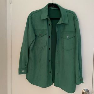 Zara Faux Suede Overshirt in Green